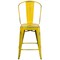 Emma and Oliver Commercial Grade 4 Pack 24" High Distressed Metal Indoor-Outdoor Counter Height Stool with Back